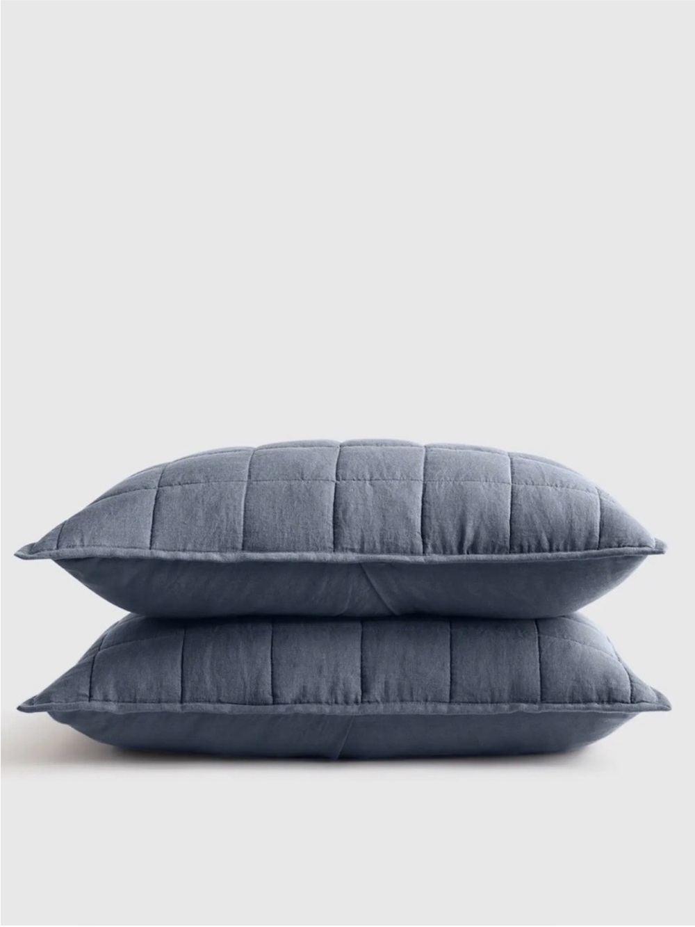 NWOT Quince European Linen Box Quilted King Sham Set In Nightfall